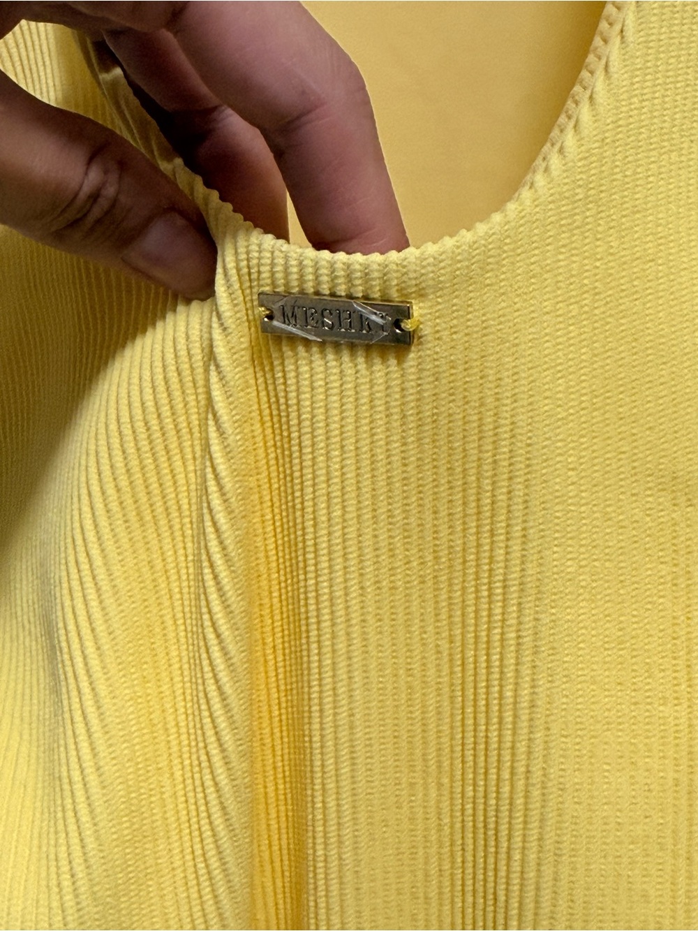 Meshki Yellow Ribbed One-Piece Swimsuit - Picture 6 of 7